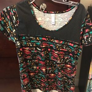 LulaRoe black polka dot and floral print classic